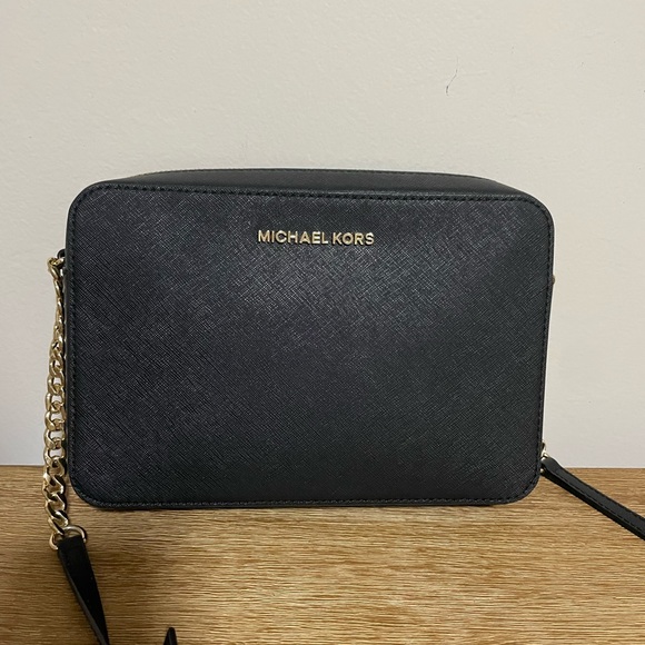 Michael Kors Handbags - Michael Kors Black and Gold Crossbody Camera Bag